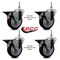 Service Caster 5 Inch Maroon Polyurethane 38 Inch Threaded Stem Caster Set with Brake SCC-TS20S514-PPUB-MRN-PLB-381615-4 - alternate 2